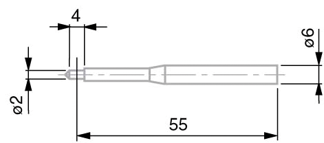 Messeinsatz mit kleiner zyl. HM  Ø 2 mm